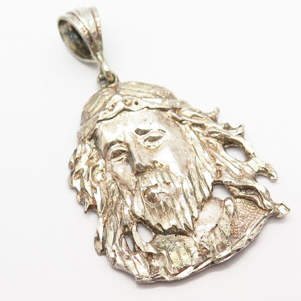 925 Sterling Silver Religious Theme Jesus Large Pendant