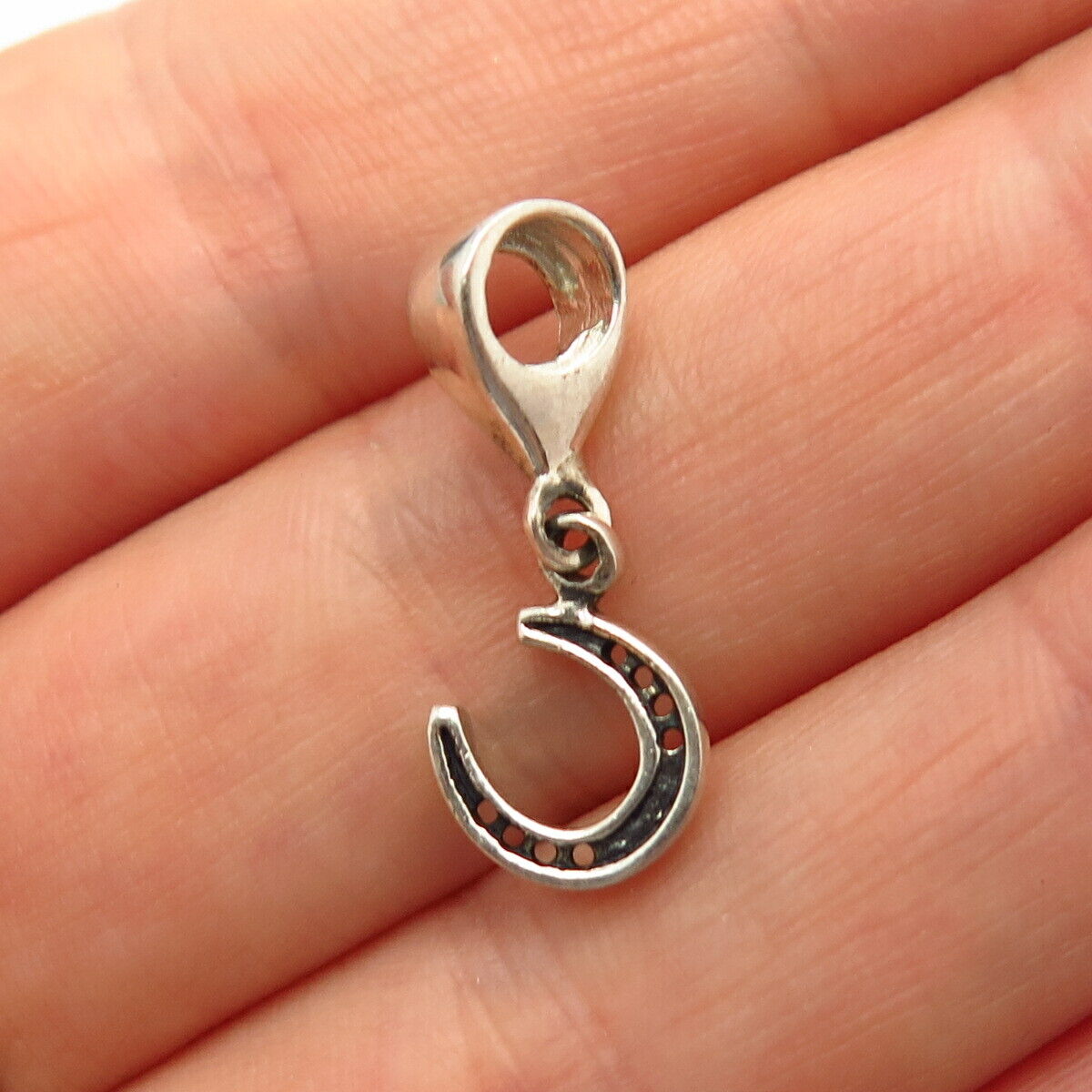 925 Sterling Silver Horseshoe For Good Luck Small Bead Charm