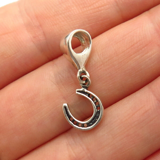 925 Sterling Silver Horseshoe For Good Luck Small Bead Charm