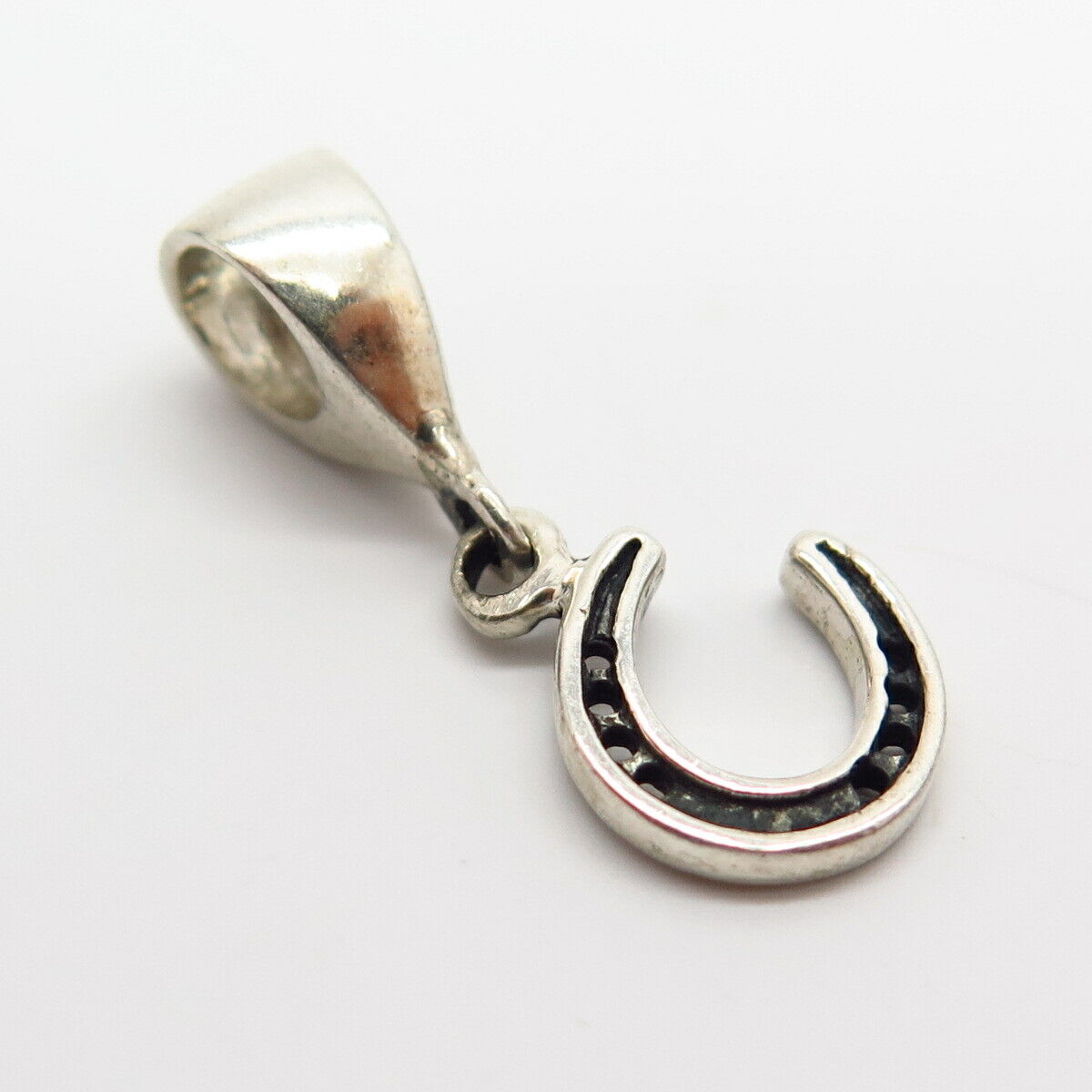 925 Sterling Silver Horseshoe For Good Luck Small Bead Charm