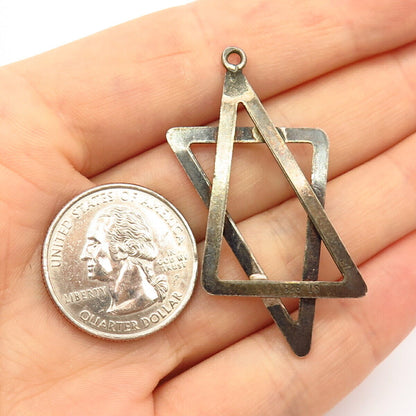 925 Sterling Silver Vintage Textured Star Of David Judaica Pendant