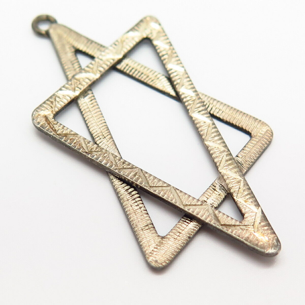 925 Sterling Silver Vintage Textured Star Of David Judaica Pendant