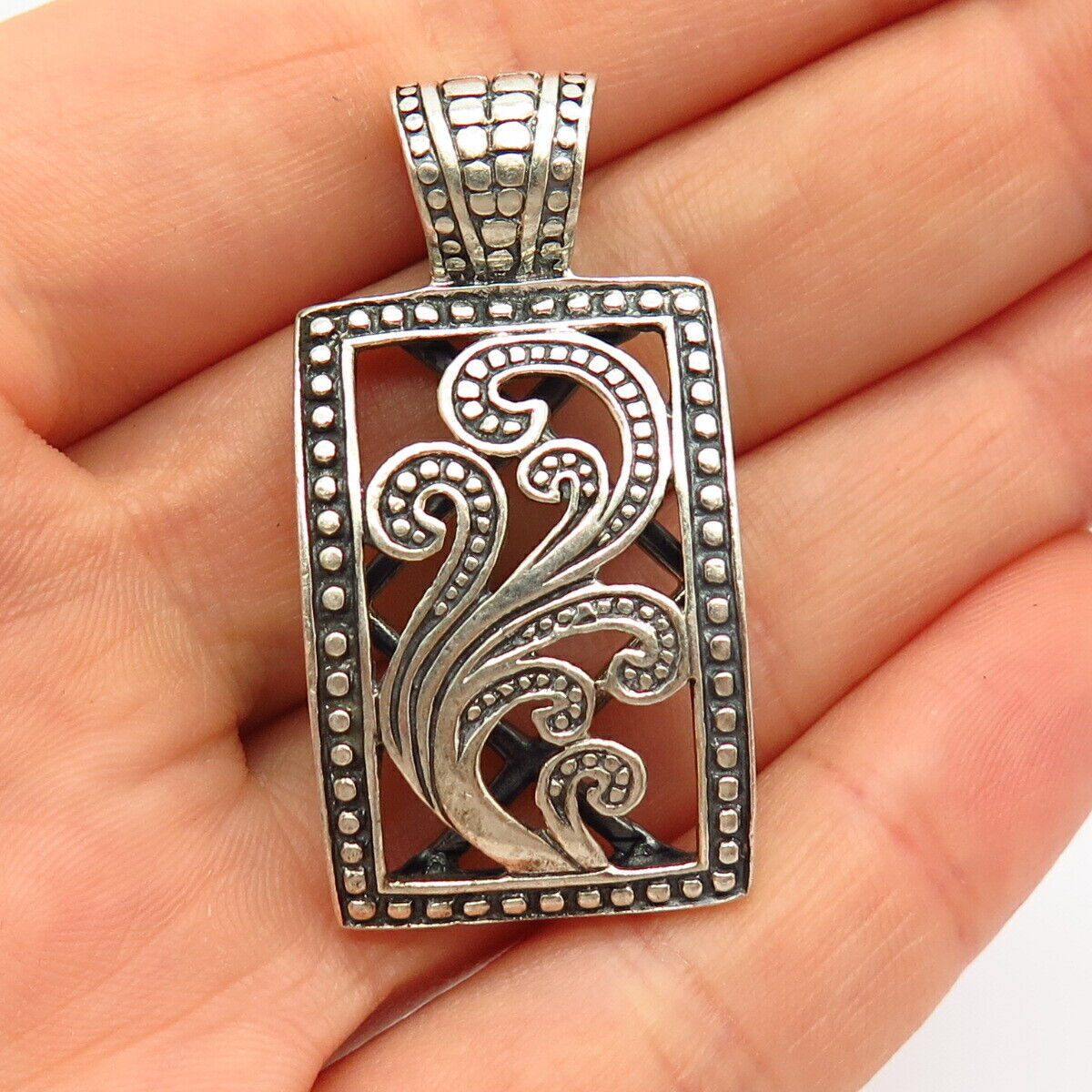 925 Sterling Silver Silpada Cutout Ornate Design Slide Pendant