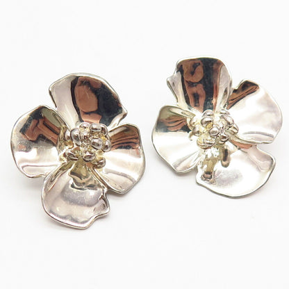 925 Sterling Silver Robert Lee Morris Floral Design Clip On Earrings