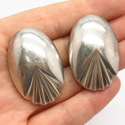 925 Sterling Silver Vintage Krypell Modernist Design Clip On Earrings