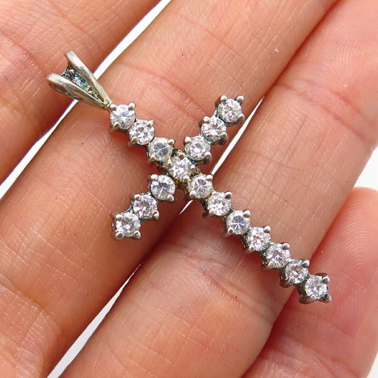 925 Sterling Silver C Z Slide Cross Pendant