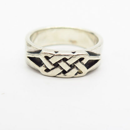 925 Sterling Silver Peter Stone Celtic Knot Design Band Ring Size 6