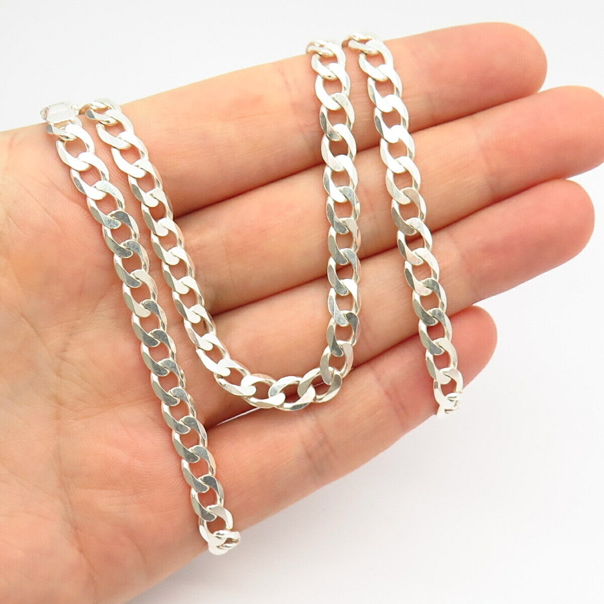 925 Sterling Silver Cuban Chain Necklace 21"