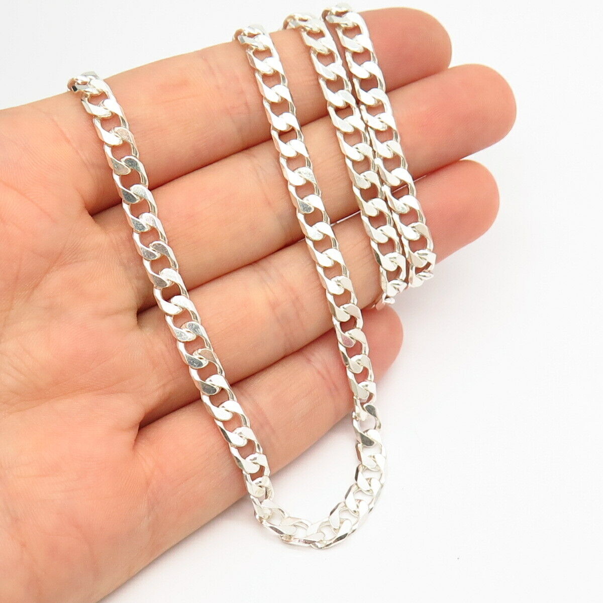 925 Sterling Silver Classic Cuban Chain Necklace 19"