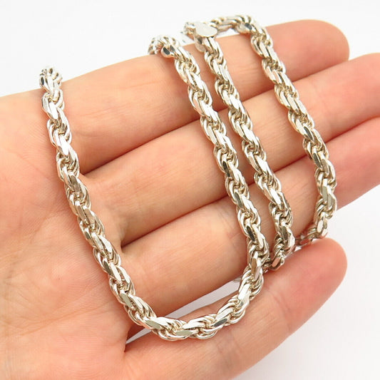 925 Sterling Silver Italy Classic Twisted Design Chain Necklace 19"