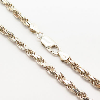 925 Sterling Silver Italy Classic Twisted Design Chain Necklace 19"