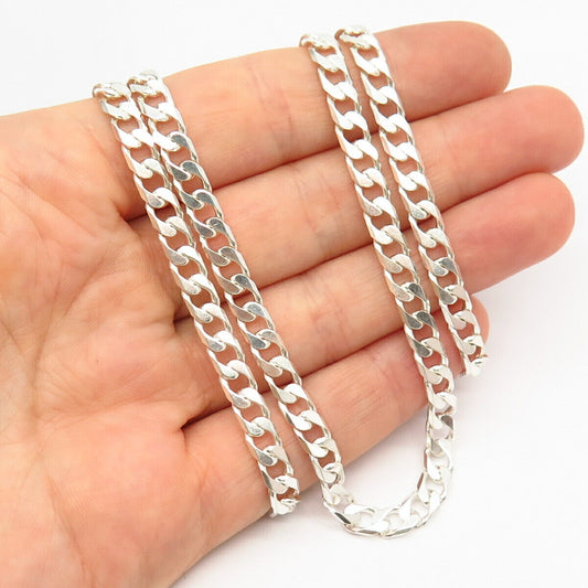 925 Sterling Silver Classic Cuban Chain Necklace 23"