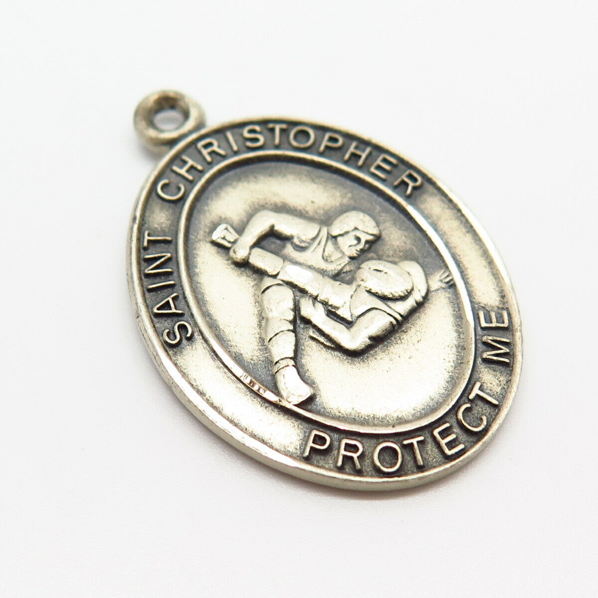 925 Sterling Silver Vintage St. Christopher Religious Pendant