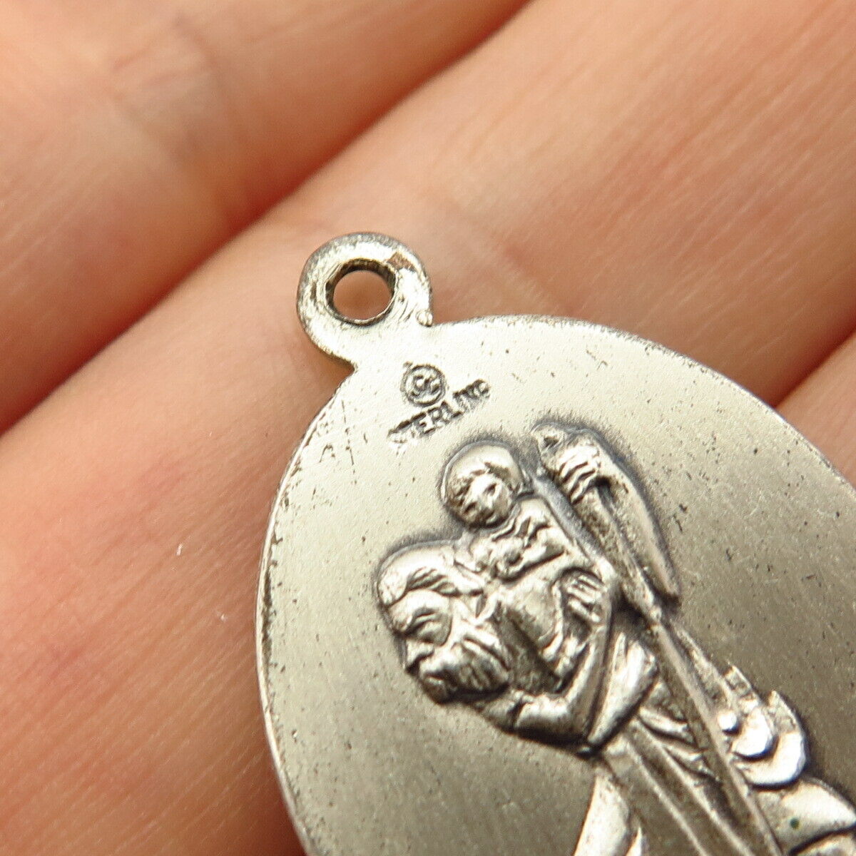 925 Sterling Silver Vintage St. Christopher Religious Pendant