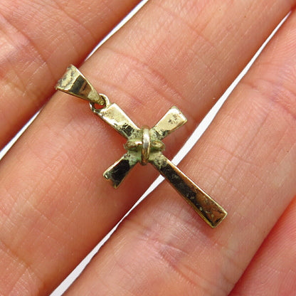 925 Sterling Silver Gold Plated Rope Wrapped Cross Pendant