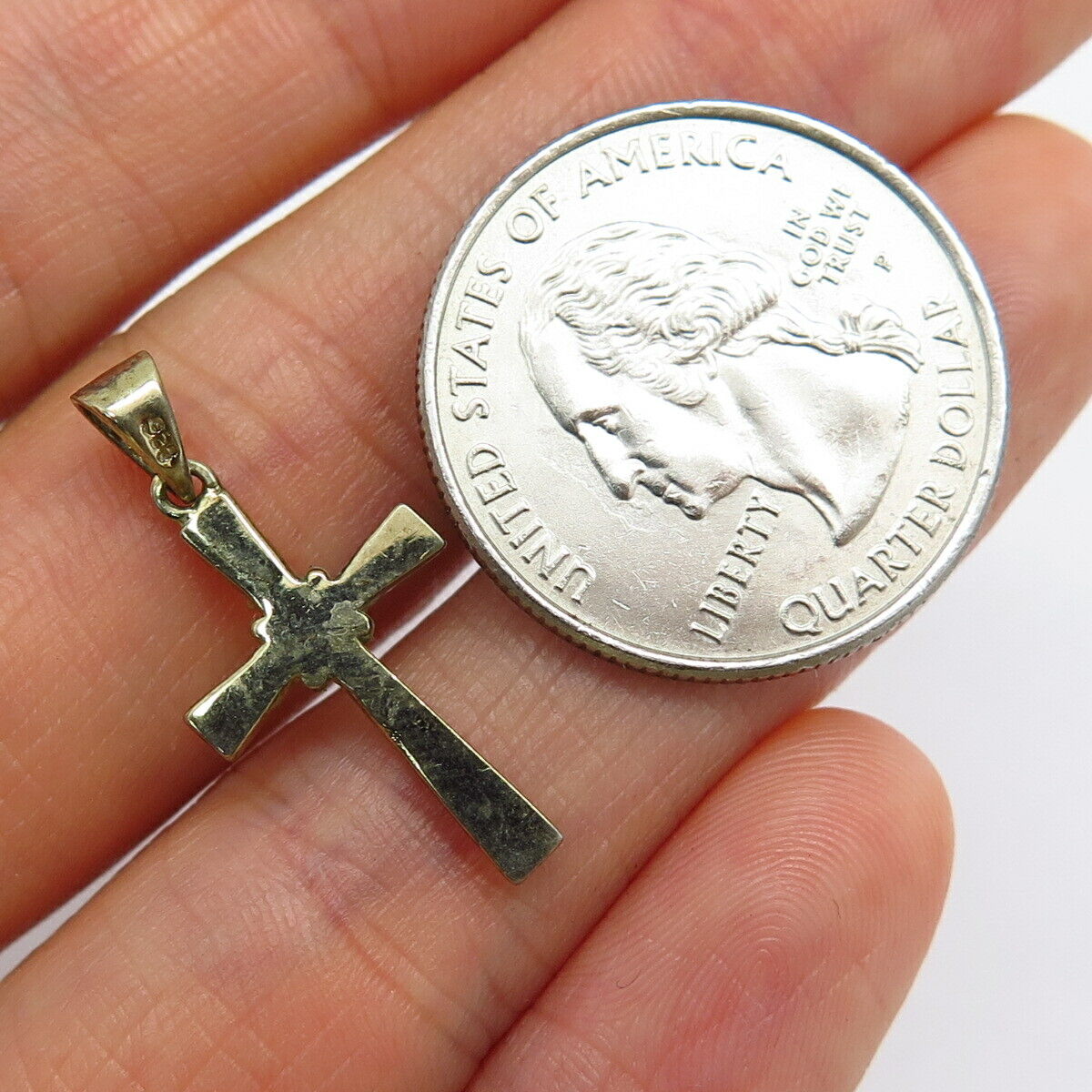 925 Sterling Silver Gold Plated Rope Wrapped Cross Pendant