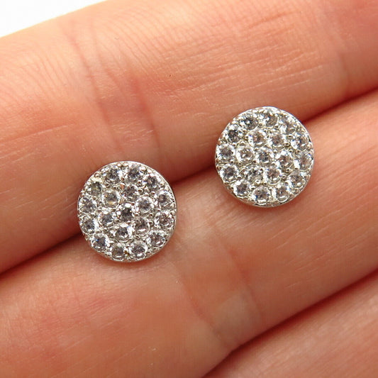 925 Sterling Silver C Z Round Stud Earrings