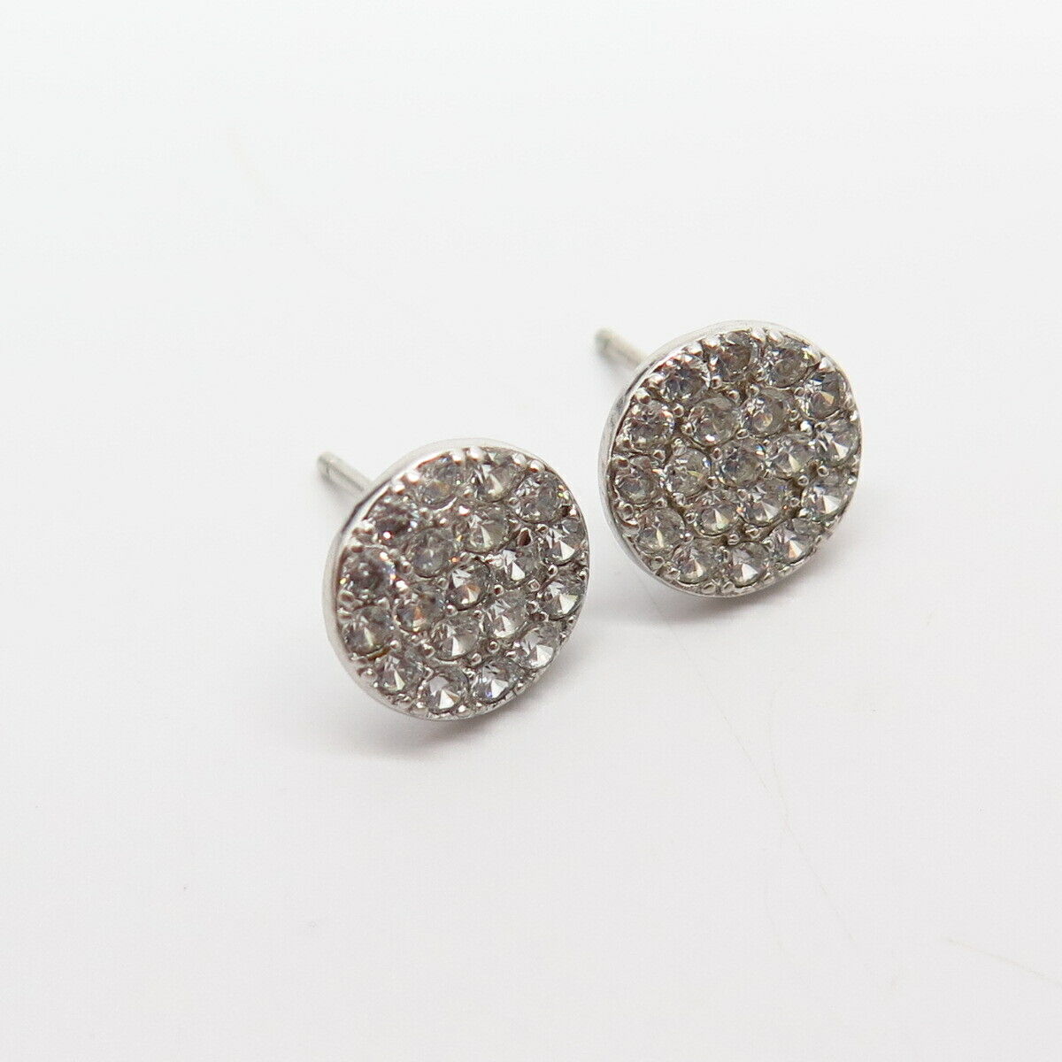 925 Sterling Silver C Z Round Stud Earrings