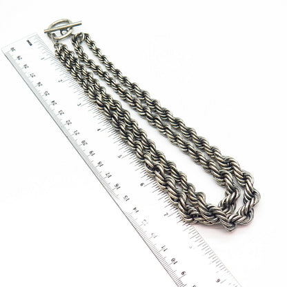 925 Sterling Silver 2-Strand Solid Thick Twisted Rope Chain Necklace 15"