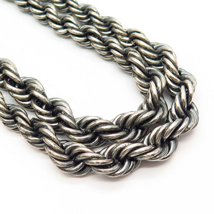 925 Sterling Silver 2-Strand Solid Thick Twisted Rope Chain Necklace 15"