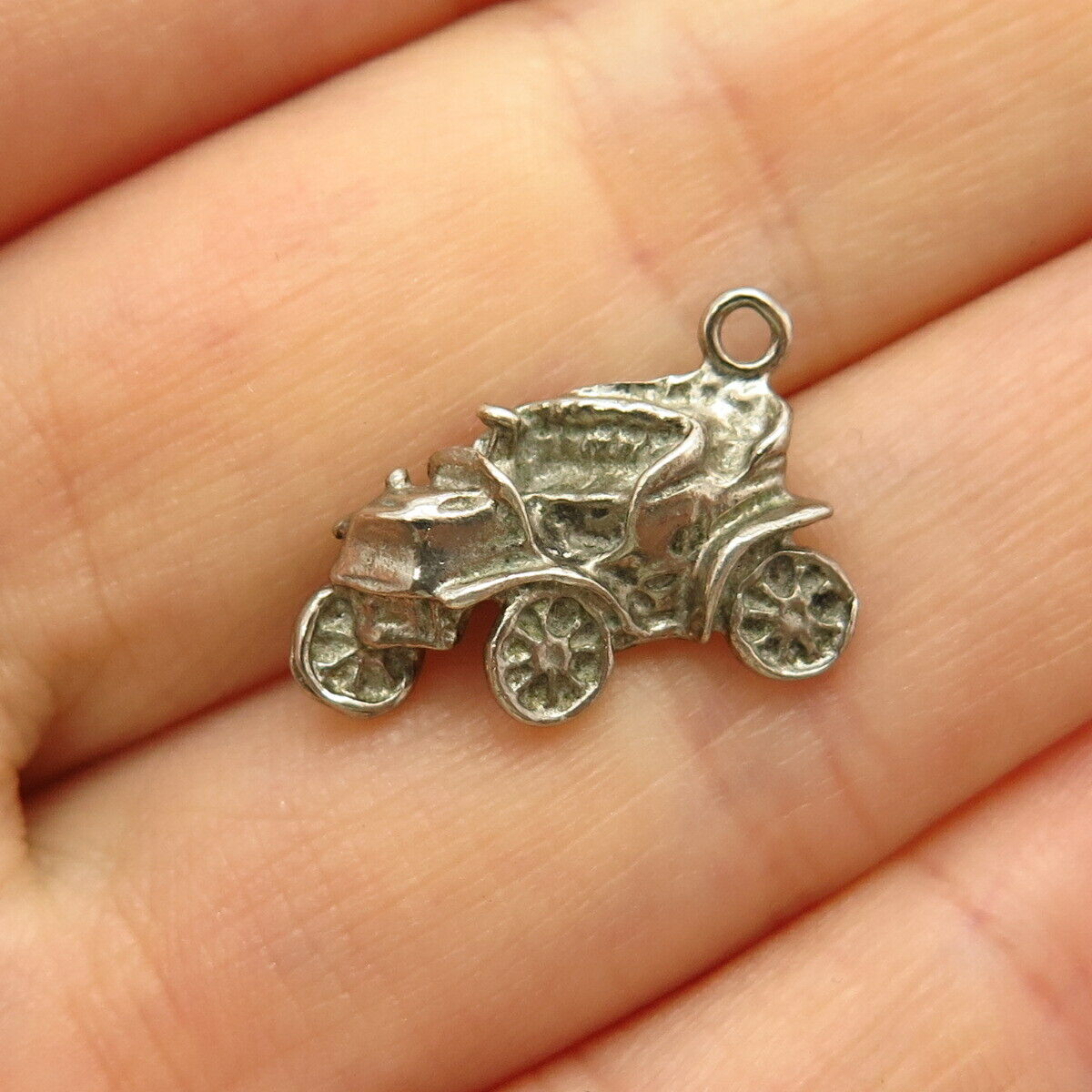 925 Sterling Silver Vintage Retro Car Design Charm Pendant