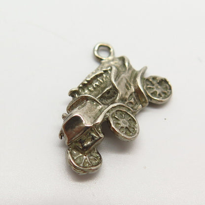 925 Sterling Silver Vintage Retro Car Design Charm Pendant