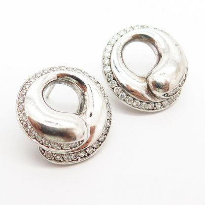 925 Sterling Silver C Z Open Circle Design Earrings