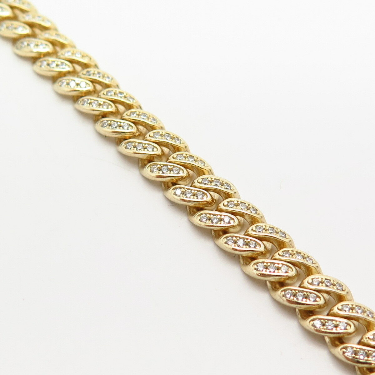 925 Sterling Silver Gold Plated C Z Cuban Link Bracelet 6 3/4"