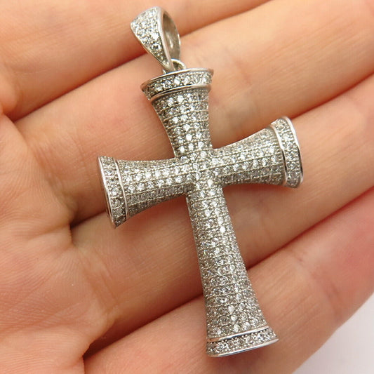 925 Sterling Silver C Z Cross Pendant