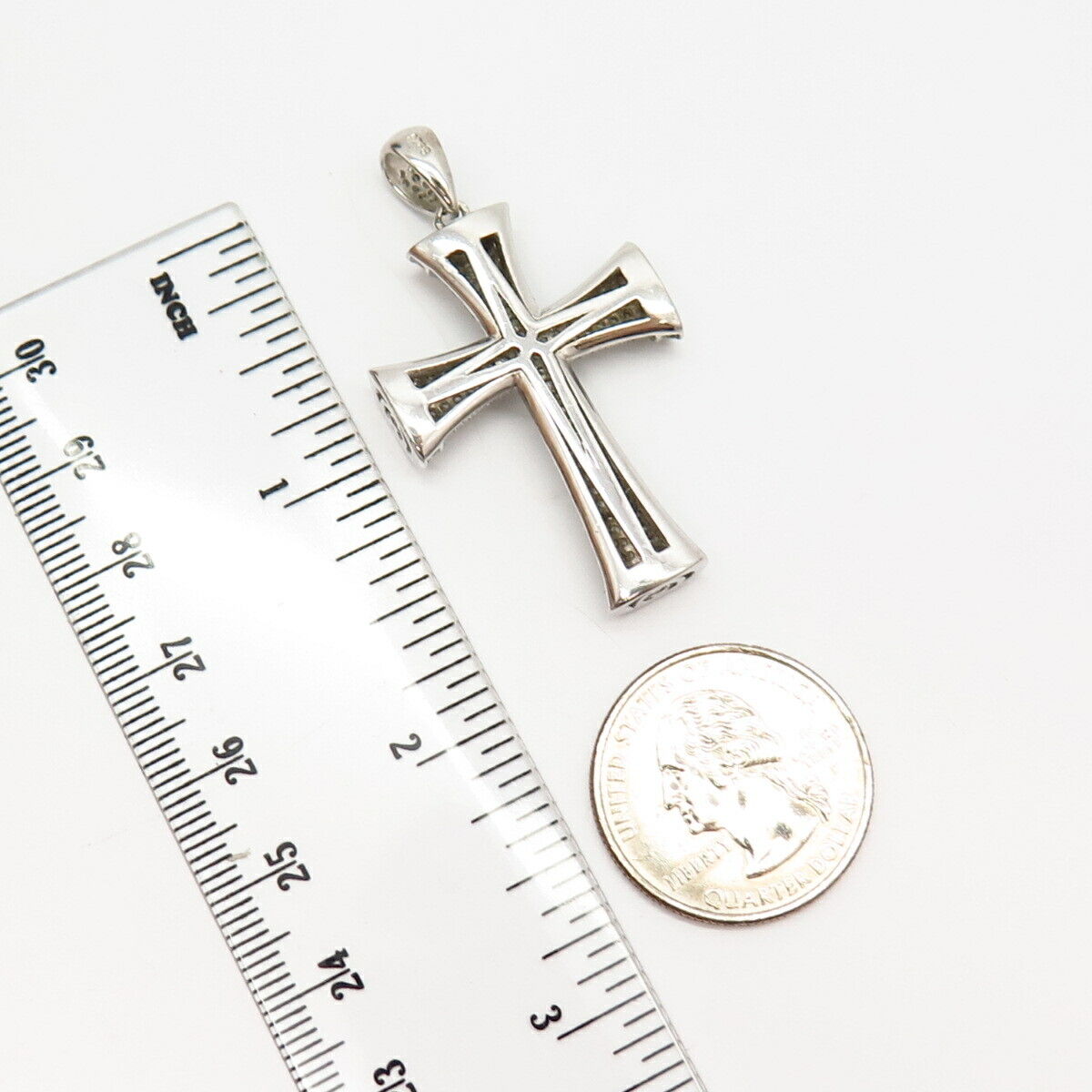 925 Sterling Silver C Z Cross Pendant