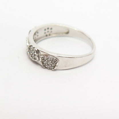 925 Sterling Silver Pave C Z Leopard Skin Pattern Ring Size 7 1/4