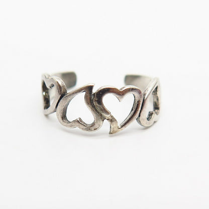 925 Sterling Silver Heart Design Adjustable Ring Size 5.5