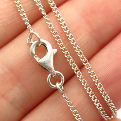 925 Sterling Silver Open Heart Pendant Cable Chain Necklace 15"