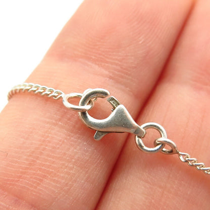 925 Sterling Silver Open Heart Pendant Cable Chain Necklace 15"