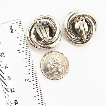 925 Sterling Silver 2-Tone Vintage Mexico Nest Design Clip On Earrings