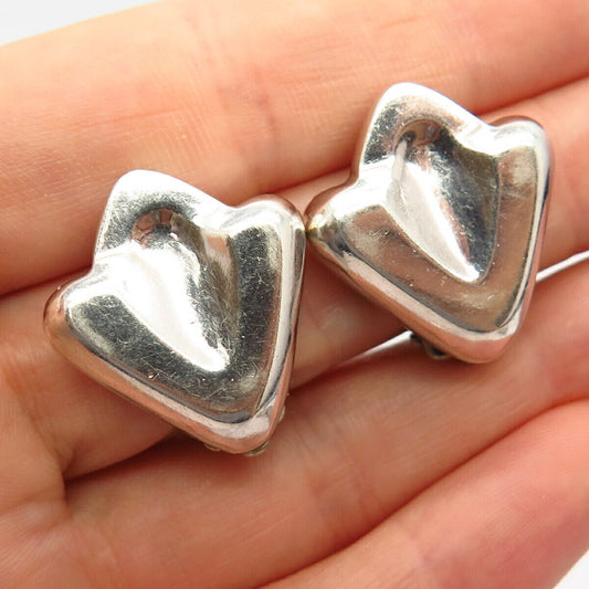 925 Sterling Silver Modernist Design Clip On Earrings