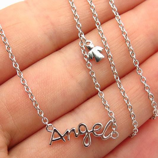 925 Sterling Silver "Angel" Rolo Chain Necklace 16-18"