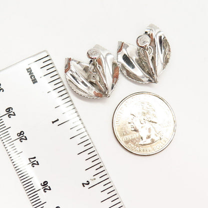 925 Sterling Silver Vintage Van Dell Double Leaf Design Screw Back Earrings