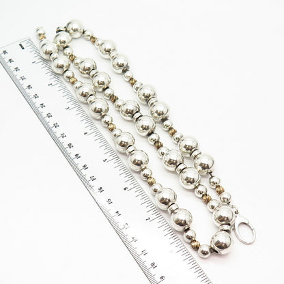 925 Sterling Silver 2-Tone Assorted Ball Chain Necklace 26"