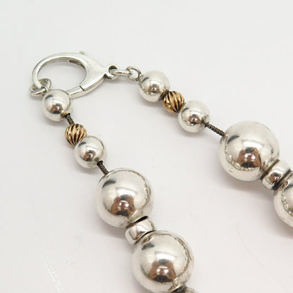 925 Sterling Silver 2-Tone Assorted Ball Chain Necklace 26"