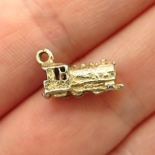 925 Sterling Silver 2-Tone Vintage Locomotive Design Charm Pendant