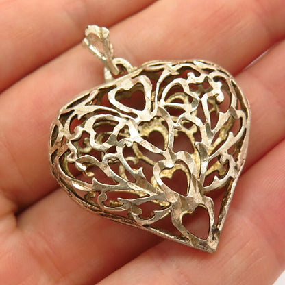 925 Sterling Silver Cutout Heart Design Pendant