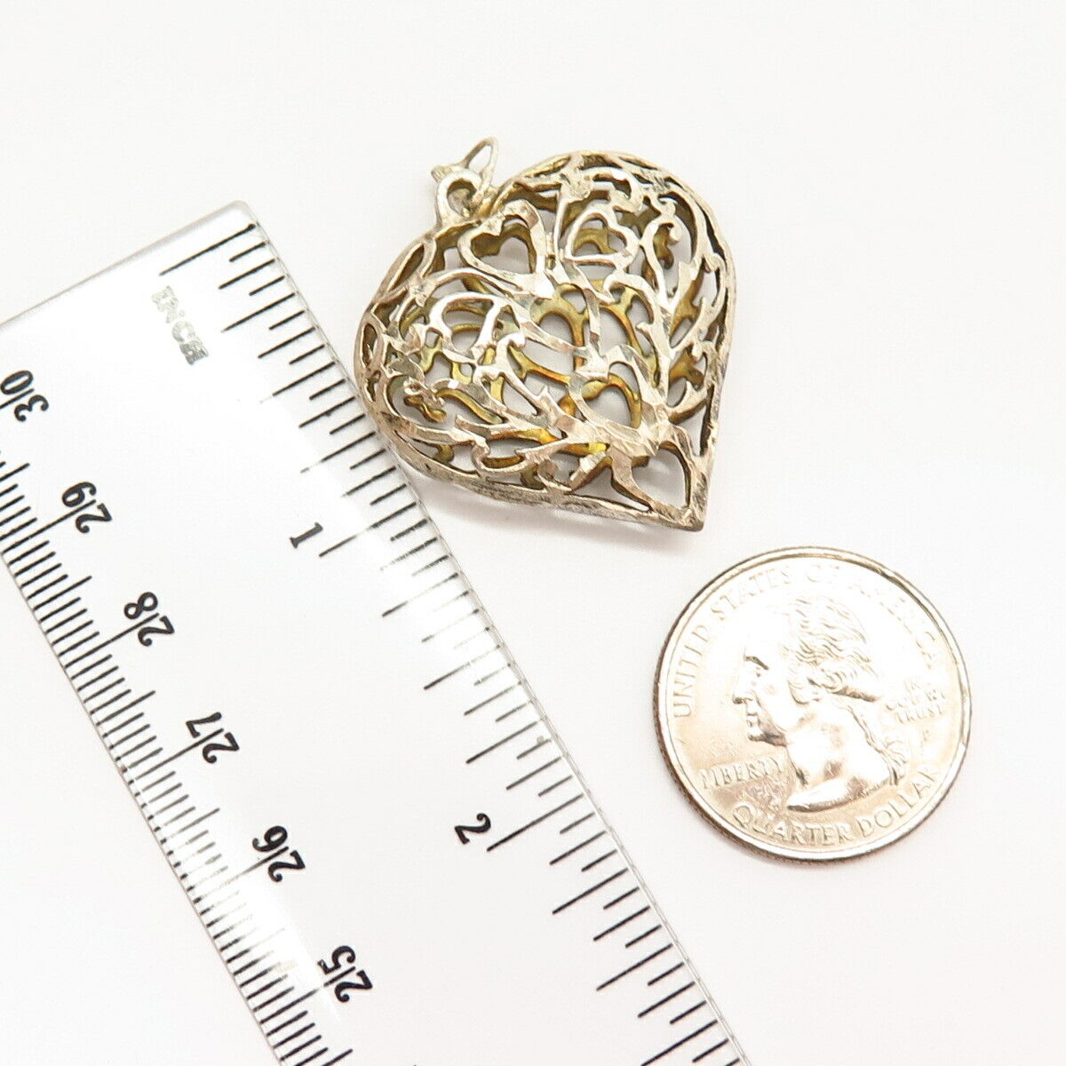 925 Sterling Silver Cutout Heart Design Pendant