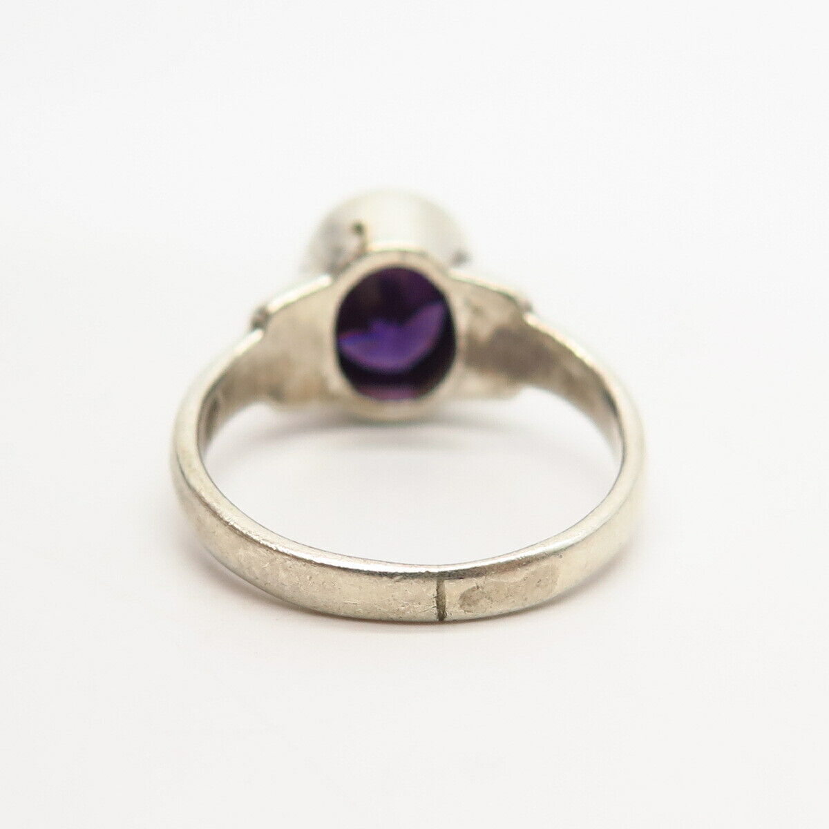 925 Sterling Silver Amethyst-Tone C Z Ring Size 5 3/4