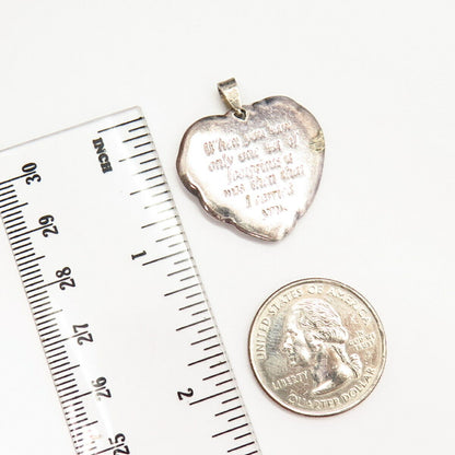 925 Sterling Silver 2-Tone Vintage Gorham Foot Prints Prayer Heart Pendant