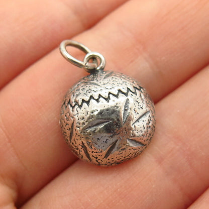 925 Sterling Silver Etched Ball Design Pendant