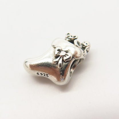 925 Sterling Silver Pandora Christmas Sock / Keepsake Bead Charm