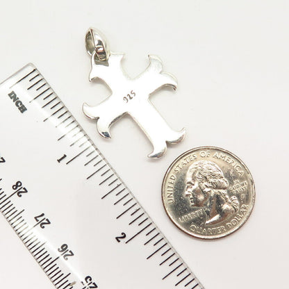 925 Sterling Silver Carved Design Cross Pendant