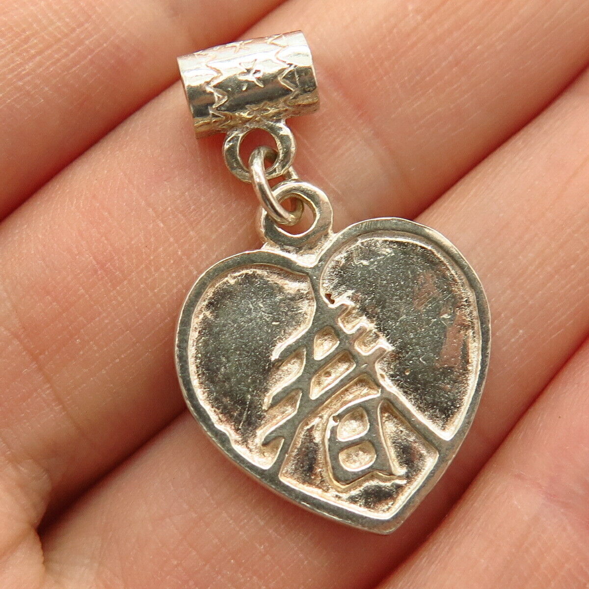 925 Sterling Silver Heart / Love Theme Slide Pendant