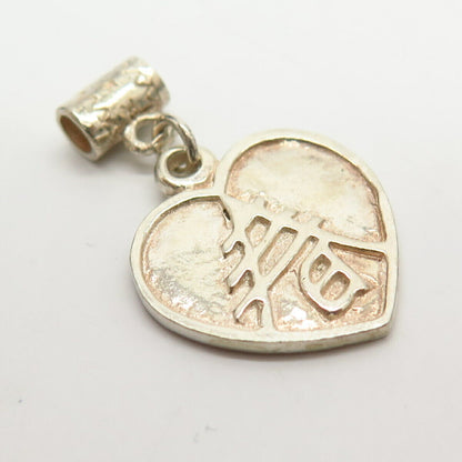 925 Sterling Silver Heart / Love Theme Slide Pendant